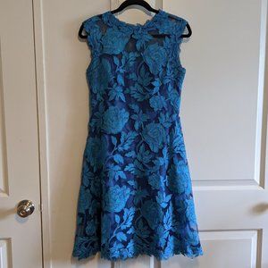 Tadashi Shoji Mystic Blue Floral Lace Dress